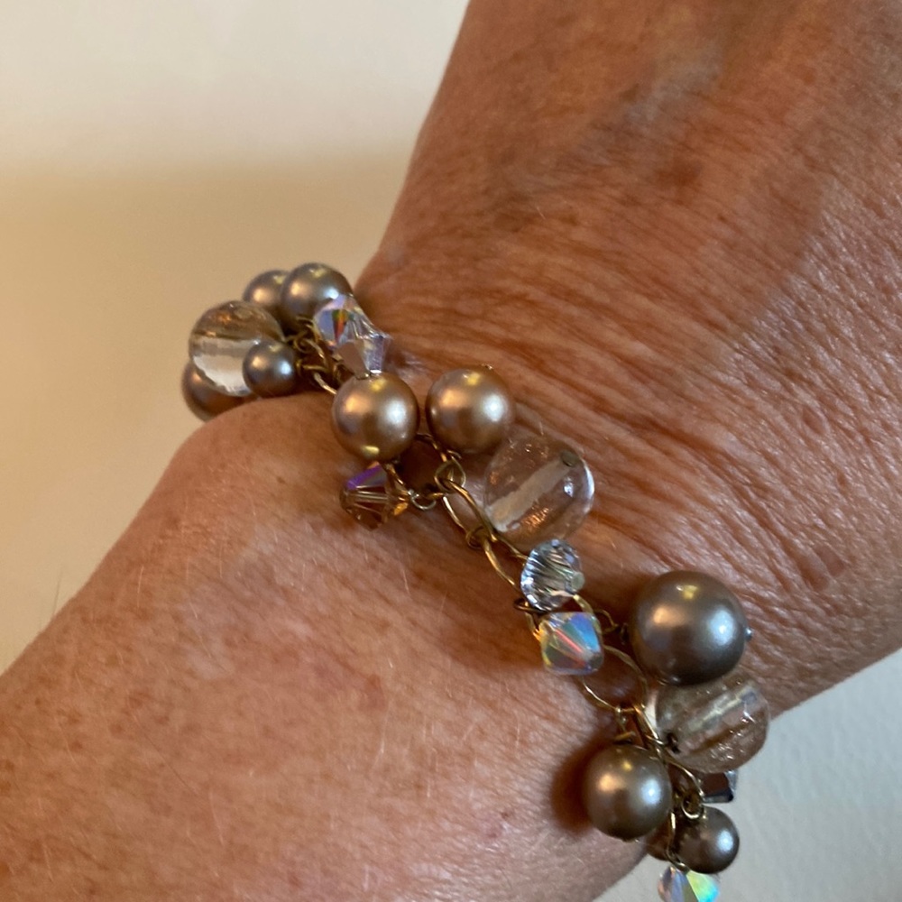 14k Gold Filled and Austrian Crystal and Pearl Bracelet